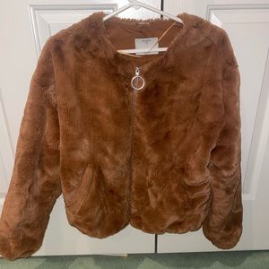 Brown puffy teddy coat
